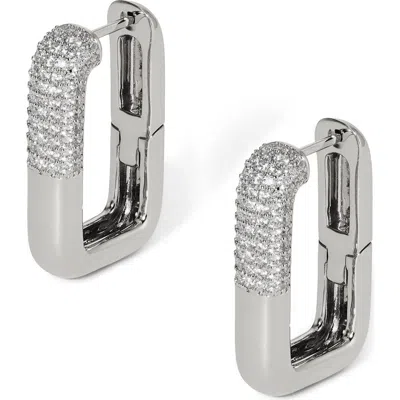 Nadri Alma Pavé Square Hoop Earrings In White