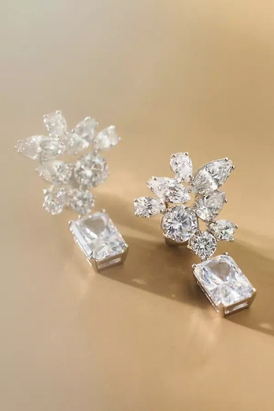 Nadri Ane Crystal Cluster Drop Earrings In Silver