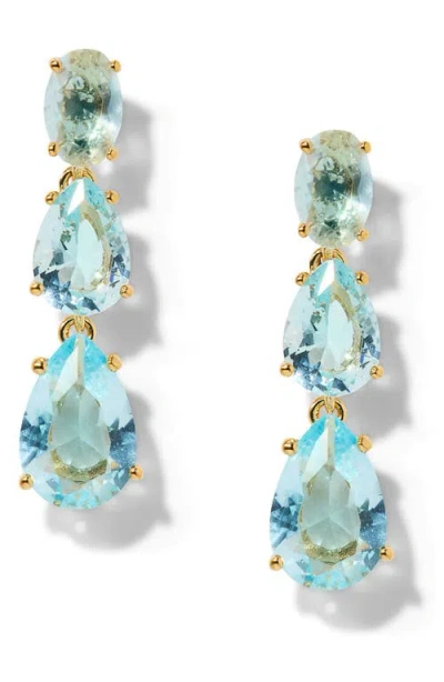 Nadri Aqua Crystal Triple Drop Earrings