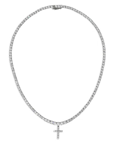 Nadri Astrid Cubic Zirconia Cross Tennis Pendant Necklace, 16 In Brown