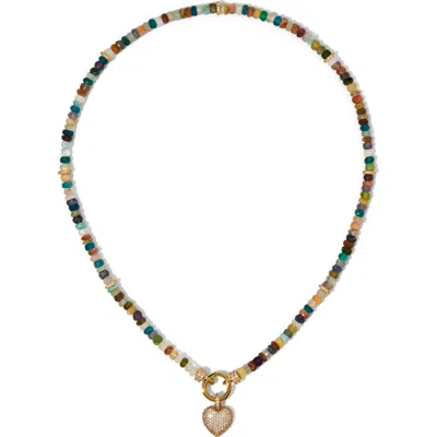 Nadri Beads Of Paradise Pavé Cubic Zirconia Heart Pendant Necklace In Multi
