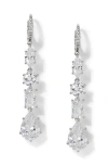Nadri Cubic Zirconia Mixed Cut Leverback Drop Earrings In Rhodium