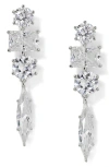 Nadri Btrx Mixed Cubic Zirconia Linear Drop Earrings In Rhodium Plated In Rhodium
