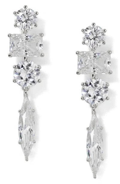 NADRI NADRI BEATRIX MIXED CUBIC ZIRCONIA DROP EARRINGS