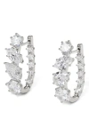 Nadri Btrx Mixed Cubic Zirconia Oval Hoop Earrings In Rhodium Plated In Rhodium