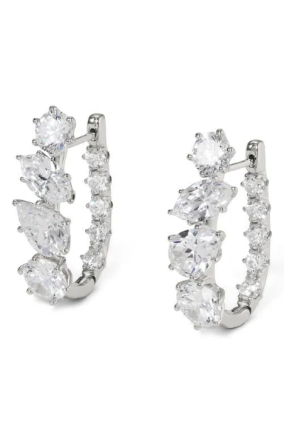 NADRI NADRI BEATRIX MIXED CUBIC ZIRCONIA U-SHAPED HOOP EARRINGS