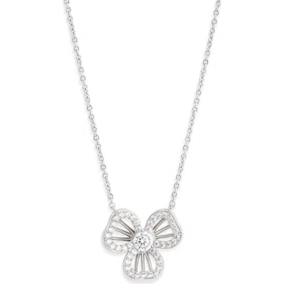 Nadri Bella Open Petal Pendant Necklace In Silver