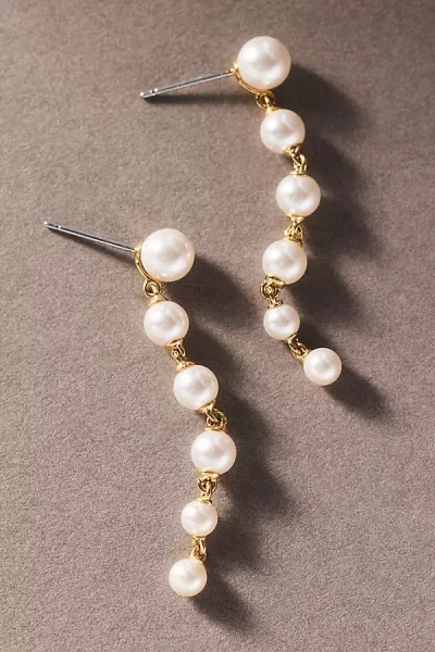 Nadri Bianca Graduated Linear Pearl Earrings In Gold