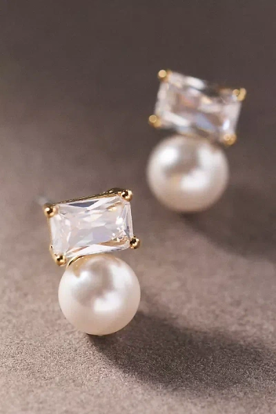 Nadri Bianca Pearl Crystal Earrings In Gold