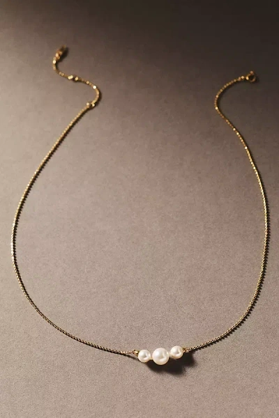 Nadri Bianca Tri-pearl Necklace In Gold