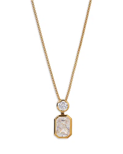 NADRI BKLYN CUBIC ZIRCONIA DOUBLE STONE PENDANT NECKLACE, 16-18