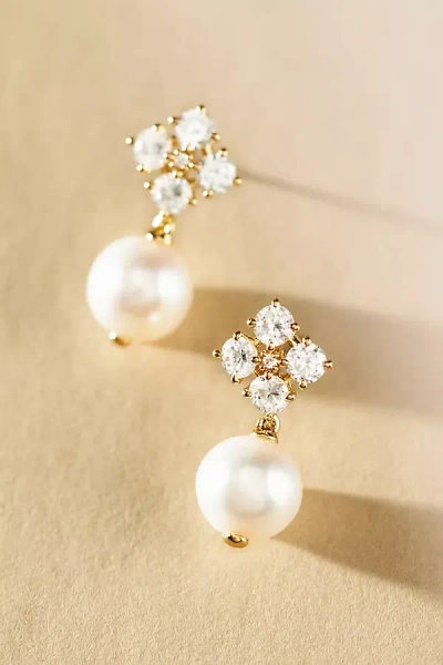 Nadri Blair Pearl Drop Stud Earrings In Gold