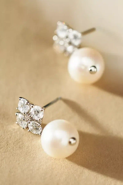 Nadri Blair Pearl Drop Stud Earrings In White