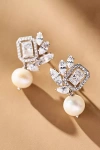 Nadri Blanc Cluster Pearl Crystal Drop Earrings In Metallic