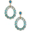 Nadri Blue Lagoon Mixed Stone Circle Drop Earrings In 18k Gold Plated