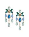 NADRI BLUE LAGOON MIXED STONE CHANDELIER EARRINGS IN 18K GOLD PLATED