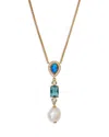 Nadri Blue Lagoon Mixed Stone Lariat Necklace In 18k Gold Plated, 16-18 In Gold