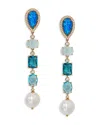 Nadri Blue Lagoon Mixed Stone Linear Drop Earrings In 18k Gold Plated In Blue