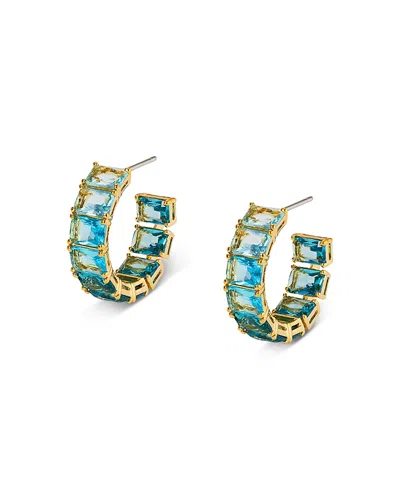 Nadri Blue Lagoon Ombre Stone Hoop Earrings In 18k Gold Plated