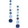 Nadri Blue Linear Earrings In Silver