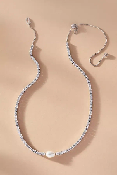 Nadri Boheme Pearl Choker Necklace In Silver