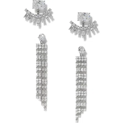 Nadri Bonne Anne Set Of 2 Cubic Zirconia Earrings In Gray