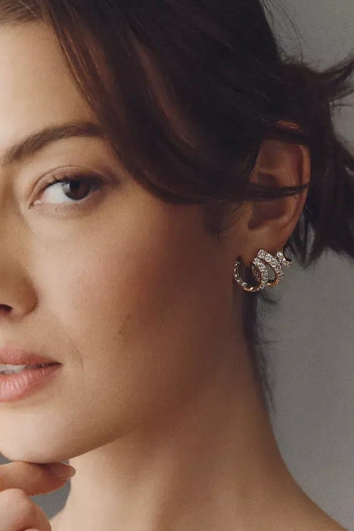 Nadri Bonne Annee Pavé Ribbon Stud Earrings In Gold