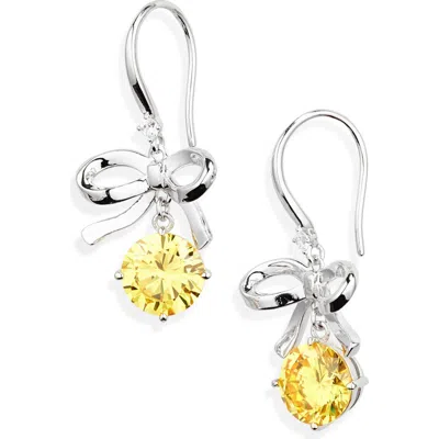 Nadri Bow Drop Earrings In Rhodium/yellow