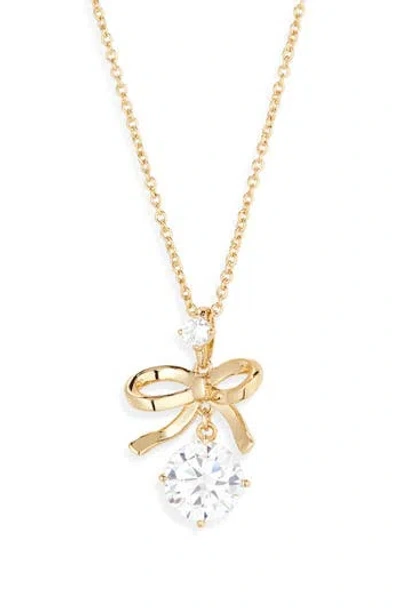 Nadri Bow Pendant Necklace In Gold/clear