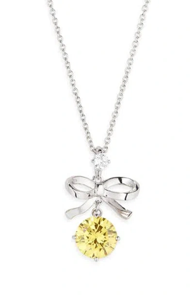Nadri Bow Pendant Necklace In Rhodium/yellow