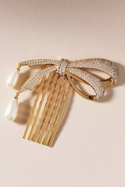 Nadri Bow Strand Hair Comb In Gold
