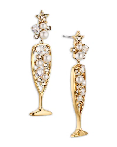 Nadri Bride Champagne Drop Earrings In Gold/white
