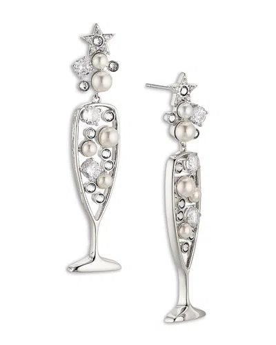 Nadri Bride Champagne Drop Earrings In Silver/white