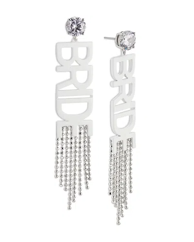 Nadri Bride Crystal Fringe Earrings In Silver/white