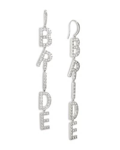 Nadri Bride Crystal Linear Earrings In Silver