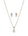 Nadri Bridesmaids Cubic Zirconia & Imitation Pearl Drop Earrings & Pendant Necklace Set In Gold