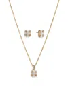 Nadri Bridesmaids Emerald Shape Cubic Zirconia Halo Stud Earrings & Pendant Necklace Set In Gold