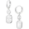 Nadri Brooklyn Cubic Zirconia Drop Hoop Earrings In Metallic