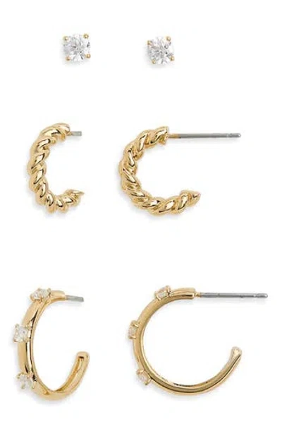 Nadri Brunch Trio Assorted Earring Set In Gold