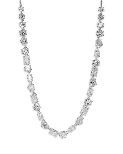 NADRI BTRX MIXED CUBIC ZIRCONIA COLLAR NECKLACE IN RHODIUM PLATED, 16-18