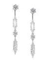 Nadri Btrx Mixed Cubic Zirconia Front To Back Earrings In Rhodium Plated In Silver