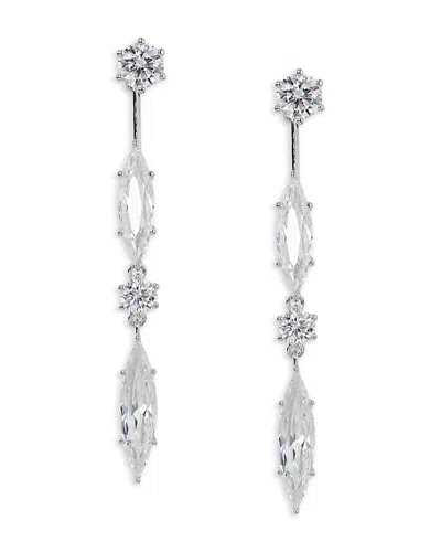Nadri Btrx Mixed Cubic Zirconia Front To Back Earrings In Rhodium Plated In Silver