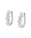 NADRI BTRX MIXED CUBIC ZIRCONIA OVAL HOOP EARRINGS IN RHODIUM PLATED