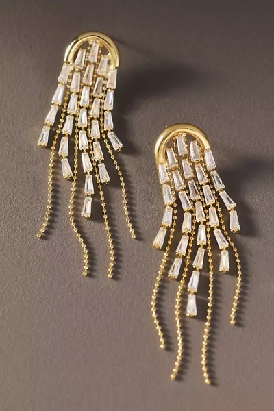 Nadri By Anthropologie Radiant Arch Fringe Earrings In Green