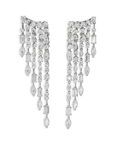 Nadri Cabaret Cubic Zirconia Mixed Cut Fringe Drop Earrings In Silver