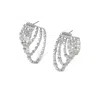 Nadri Cabaret Cubic Zirconia Multi Row Hoop Earrings In Rhodium Plated In Silver