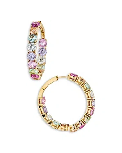 Nadri Candy Cubic Zirconia Inside Out Hoop Earrings In Gold/multi Crystal