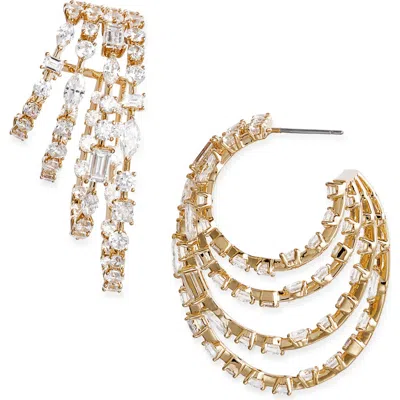 Nadri Cassi Cabaret Multirow Hoop Earrings In Gold