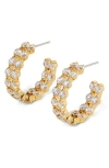 Nadri Cassi Cubic Zirconia Double Row Small Hoop Earrings In Gold