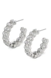 Nadri Cassi Cubic Zirconia Double Row Small Hoop Earrings In Rhodium
